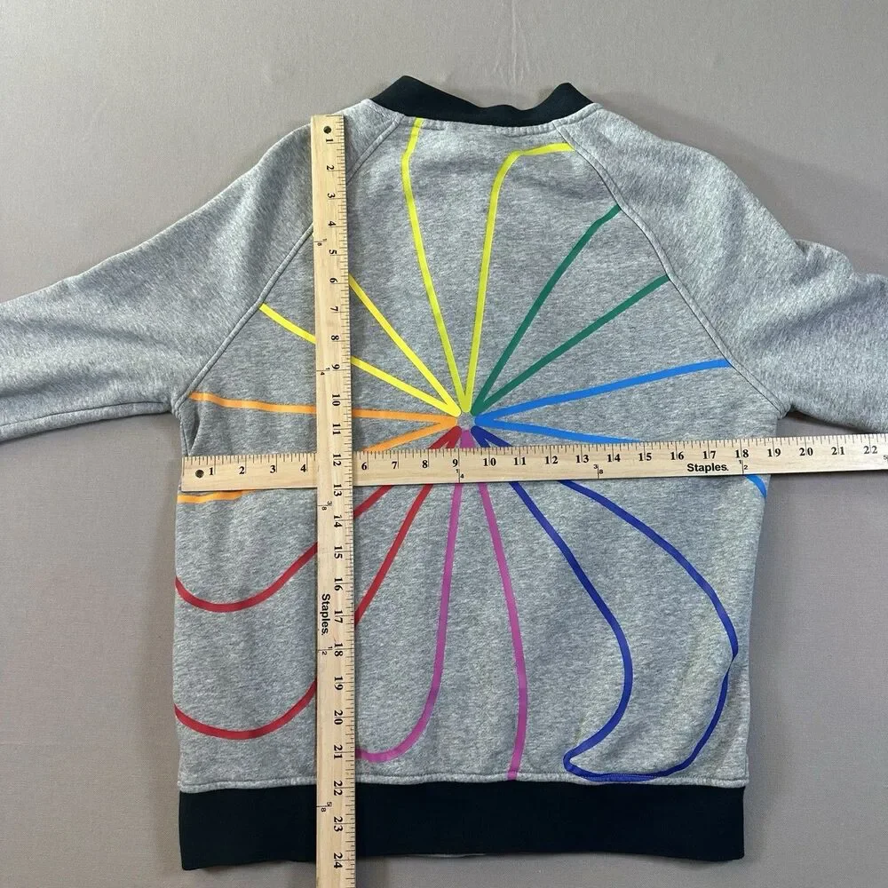 NIKE Rally Varsity Women’s Button-up Sweatshirt Heather Gray Small Pinwheel Back